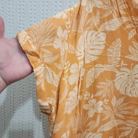 Sonoma Tropical Floral Button Front Blouse Orange Cream Plus Size 3X Rayon - Picture 6 of 12